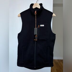 NWT Orvis Men’s Black Fleece Vest with Orange Accents Size S